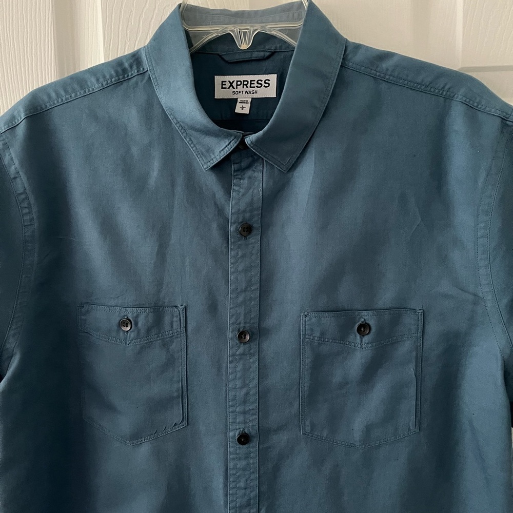 Blue short sleeve shirt size Lg by Express